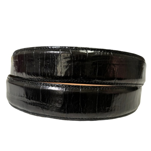 Martin Dingman Belt Black Alligator Grain Italian Calfskin Leather Men’s Size 38 - Picture 4 of 14